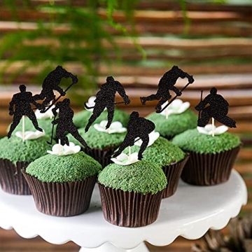Hockey Cupcake Toppers Set for Kids Birthday Parties