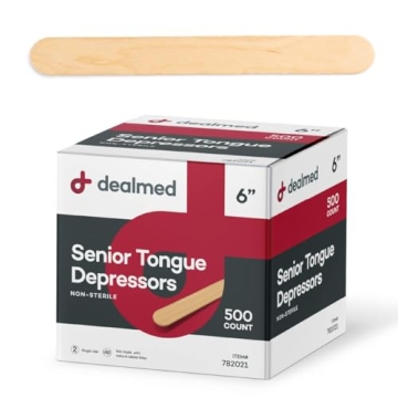 Dealmed 6” Senior Tongue Depressors - 500 Non-Sterile Wood Sticks for Crafts & Medical Use