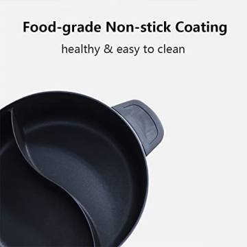 Joydeem Electric Multifunctional Hot Pot with Divider, Double Flavor Non-Stick Pot, Temperature Control, Large 5L Capacity for 6-8 People, 1500W, White