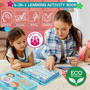 ECOFANTASY Montessori Toddler Busy Book - New 32 Themes Montessori Toys & Dry Erase Board for Toddlers - My Preschool Kindergarten Learning Activities - Quiet Activity Book for Kids Ages 3 4 5 6 7 8