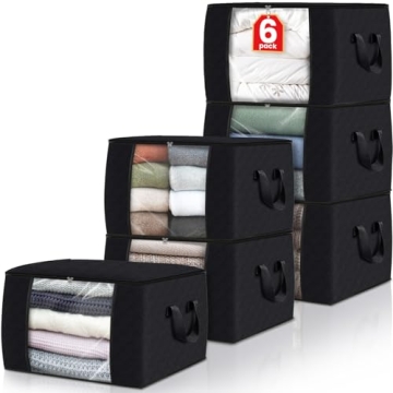 Fab Totes 6 Pack Clothes Storage - Foldable Fabric Bags for Home Organization