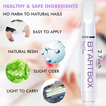 BTArtbox Nail Glue – Fast-Drying, 8 Pcs, Long-Lasting Adhesive