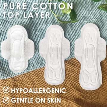 L. Ultra Thin Pads for Women, Regular Absorbency, 100% Pure Cotton Top Layer, Unscented Pads with Wings, 56 Count Total