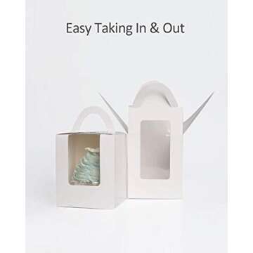 Qiqee 60pcs White Cupcake Boxes - Auto-Pop Assembly for Perfect Presentation