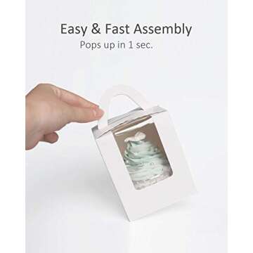 Qiqee 60pcs Cupcake Boxes - Easy Assembly & Quality Design