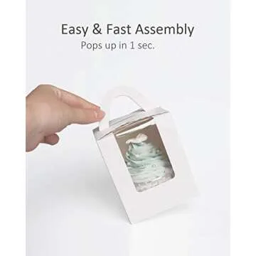 Qiqee 60pcs Cupcake Boxes - Easy Assembly & Quality Design