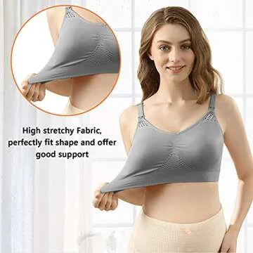 iLoveSIA Hands Free Pumping Bra Seamless Wirefree Nursing Bra Grey Size L