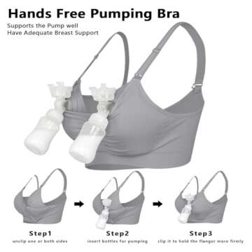 iLoveSIA Hands Free Pumping Bra Seamless Wirefree Nursing Bra Grey Size L