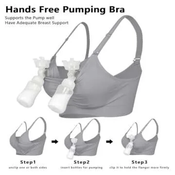 iLoveSIA Hands Free Pumping Bra Seamless Wirefree Nursing Bra Grey Size L