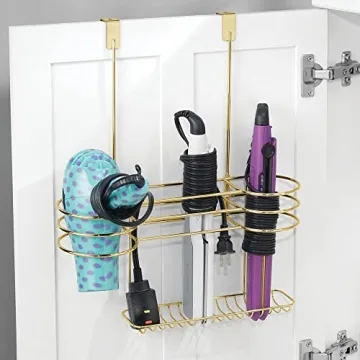 Gold Hair Tool Organizer – Stylish Bathroom Storage Solution