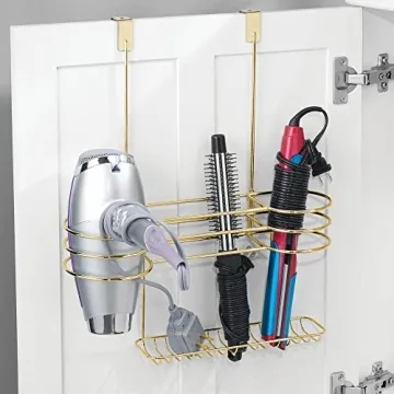 Gold Hair Tool Organizer – Stylish Bathroom Storage Solution