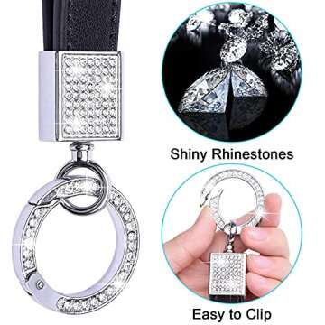Wisdompro Bling Leather Car Keychain - Stylish & Practical Key FOB for All