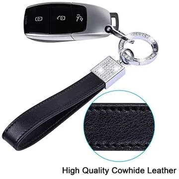 Wisdompro Luxury Leather Bling Keychain with 2 Keyrings