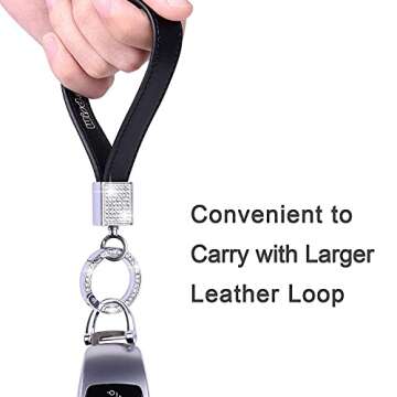 Wisdompro Luxury Leather Bling Keychain with 2 Keyrings