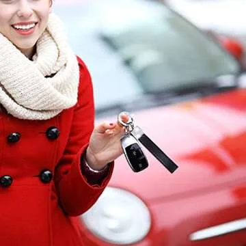 Wisdompro Luxury Leather Bling Keychain with 2 Keyrings