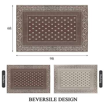 Pauwer 6'x9' Outdoor Rugs Reversible Mats, Plastic Straw Rug, Waterproof Lightweight Area Rug, Large...