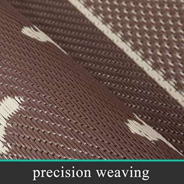 Pauwer 6'x9' Outdoor Rugs Reversible Mats, Plastic Straw Rug, Waterproof Lightweight Area Rug, Large Floor Mat and Rug for RV, Patio, Backyard, Deck, Picnic, Beach, Trailer, Camping (Brown, 6'x9')