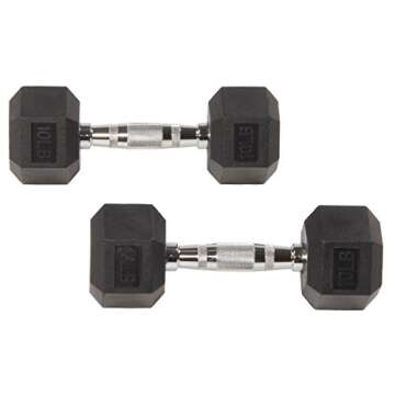 Balancefrom Rubber Encased Hex Dumbbells, 10LB, Pair