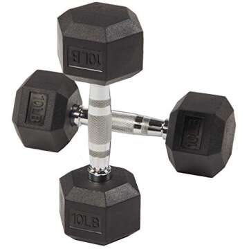 Balancefrom Rubber Encased Hex Dumbbells, 10LB, Pair