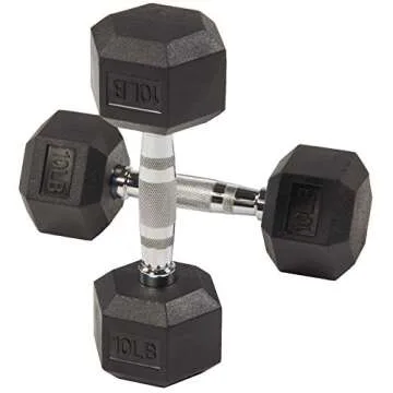 Balancefrom Rubber Encased Hex Dumbbells, 10LB, Pair