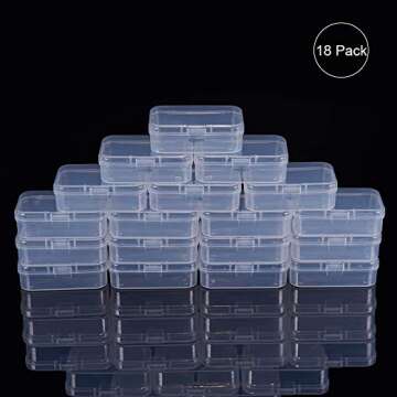 18 Pack Clear Plastic Bead Storage Cases for Crafts