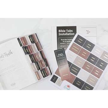 Decorative Bible Tabs for Women (96 Pieces) - Earth Tone Neutral Gold Foil Bible Tabs - Laminated Bible Labels Tabs – Remove & Replace Bible Index Tabs - Bible Study Supplies for Women (Forrest)