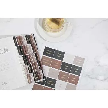 Decorative Bible Tabs for Women (96 Pieces) - Earth Tone Neutral Gold Foil Bible Tabs - Laminated Bible Labels Tabs – Remove & Replace Bible Index Tabs - Bible Study Supplies for Women (Forrest)