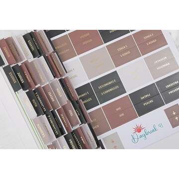 Decorative Bible Tabs for Women (96 Pieces) - Earth Tone Neutral Gold Foil Bible Tabs - Laminated Bible Labels Tabs – Remove & Replace Bible Index Tabs - Bible Study Supplies for Women (Forrest)