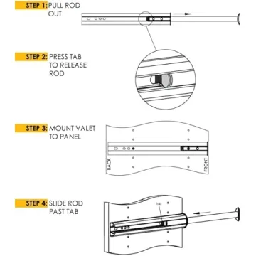 TAG Hardware Premium Pullout Closet Valet Rod in Gold
