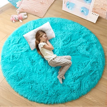 Junovo Round Soft Rug 4x4 Ft for Kids' Decor
