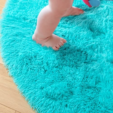 Junovo Round Soft Rug 4x4 Ft for Kids' Decor