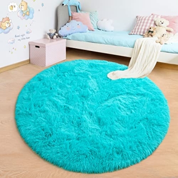 Junovo Round Soft Rug 4x4 Ft for Kids' Decor