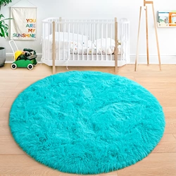 Junovo Round Soft Rug 4x4 Ft for Kids' Decor