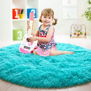 Junovo Round Soft Rug 4x4 Ft for Kids' Decor