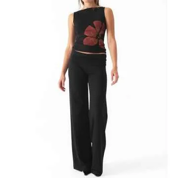 Women Y2k Floral Tank Top Sleeveless Flower Print Graphic Tee Crewneck Crop Tank Top Teen Girls Summ...