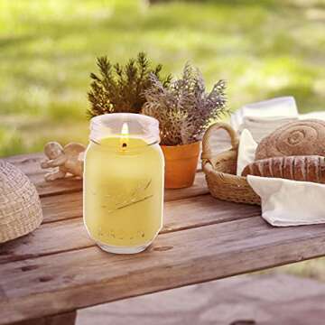 Aimanni Set of 2 Large Citronella Candles for Summer Scented, 14oz Long Lasting Mason Glass Jar Candle for Patio Garden Yard Home Kitchen Bedroom, Outdoor and Indoor