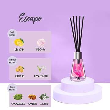 Xcleen 3 Pack Reed Diffuser, Scented Oil Diffuser with 15 Sticks, Escape/Vanilla/Moroccan Amber, Air Freshener for Bathroom & Office, Holiday Home Fragrance, Gift idea, Each 1.7Fl Oz, Total 5.1Oz