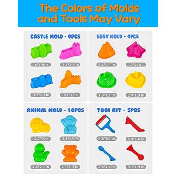 AnanBros 25 Pieces Beach Sand Toys Set, Sand Molds and Tools Kit Plus Sand Tray Mat, Magic Molding Toys Sandbox Toys for Kids, Toddlers - Compatible with Play Sand and Molding Sand