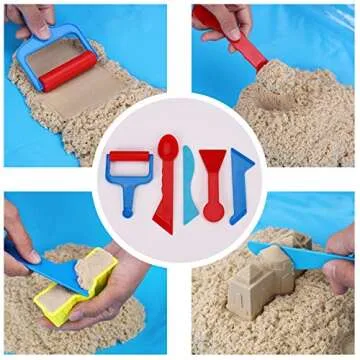 AnanBros 25 Pieces Beach Sand Toys Set, Sand Molds and Tools Kit Plus Sand Tray Mat, Magic Molding Toys Sandbox Toys for Kids, Toddlers - Compatible with Play Sand and Molding Sand