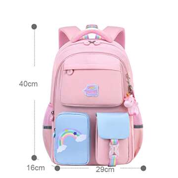 Uamdrup Kids Pink Unicorn Backpack For Girl, Cute Lightweight Durable Large Capacity School Bookbag Waterproof Travel Bag With Lunchbag