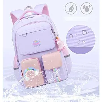 Uamdrup Kids Pink Unicorn Backpack For Girl, Cute Lightweight Durable Large Capacity School Bookbag Waterproof Travel Bag With Lunchbag