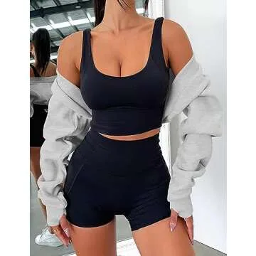 MISSACTIVER Women's Long Sleeve With Thumb Hole Bolero Shrug Top Open Front Fleece Loose Fit Cropped Shawl Sweatshirt Workout (Small, Grey)