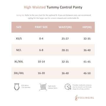FeelinGirl Plus Size Tummy Control Shapewear Underwear Body Shaper Panties Seamless Compression Pant...