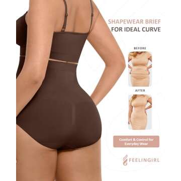 FeelinGirl Plus Size Tummy Control Shapewear Underwear Body Shaper Panties Seamless Compression Panties Cocoa 3XL/4XL