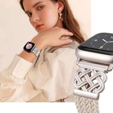 Chinber Braided Band - Stylish, Adjustable Apple Watch Band with Magnetic Clasp