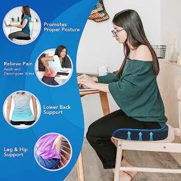 Seat Cushion & Lumbar Support Pillow for Office Chair, Car, Wheelchair Memory Foam Desk Chair Cushio...