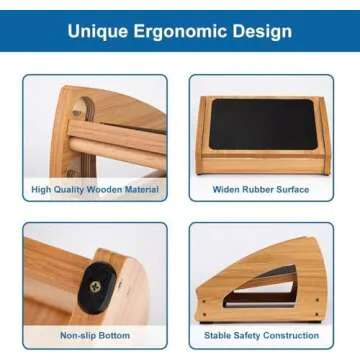 StrongTek Ergonomic Under Desk Footrest, 3 Adjustable Heights Wooden Office Footrest, Large Anti-Slip Surface, Improves Posture and Blood Circulation, up to 400lbs (Natural)
