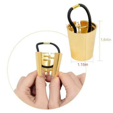 AUEAR, Brushed Metal Expandable Hair Cuff Ponytail Holder Elastic Tie for Women Girls Thick Rings Se...