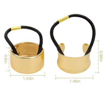 AUEAR, Brushed Metal Expandable Hair Cuff Ponytail Holder Elastic Tie for Women Girls Thick Rings Set (3 Pcs, Style 3)