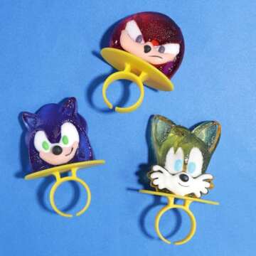 Imaginings 3 Sonic the Hedgehog Individually Wrapped Lollipop Rings, Knuckles and Tails Decorated Ca...